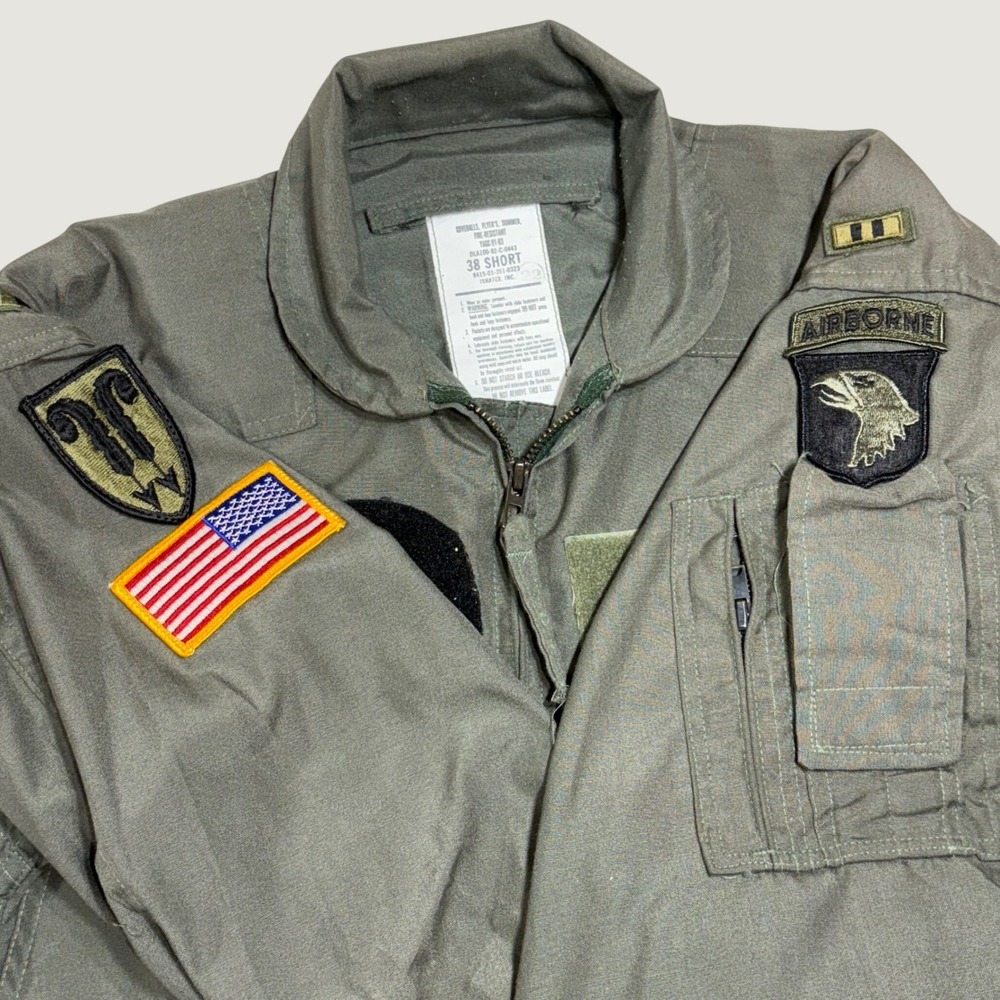 Isratex Inc Flight Suit Mens 38 Short Green 101st Airborne Patches Military FR